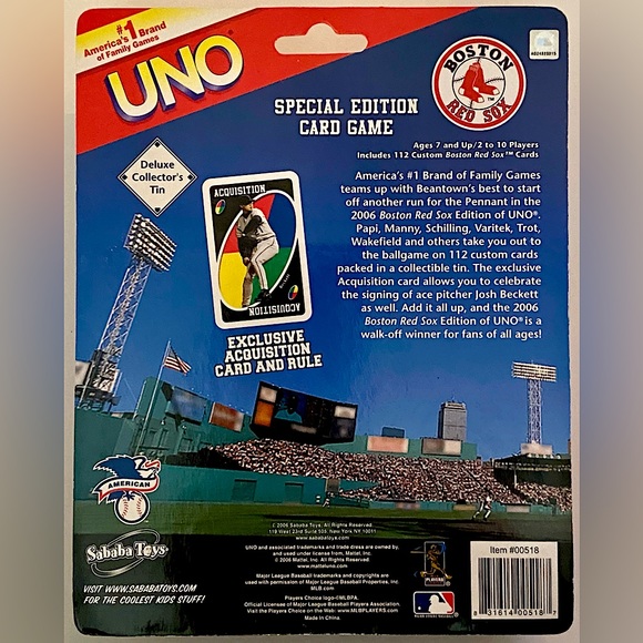 BNIP BOSTON RED SOX UNO SPECIAL EDITION CARD GAME - 2006 EDITION - Picture 2 of 2